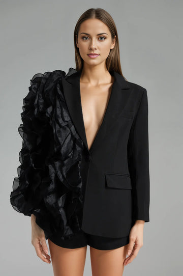 Patchwork Ruffles Chic Blazer